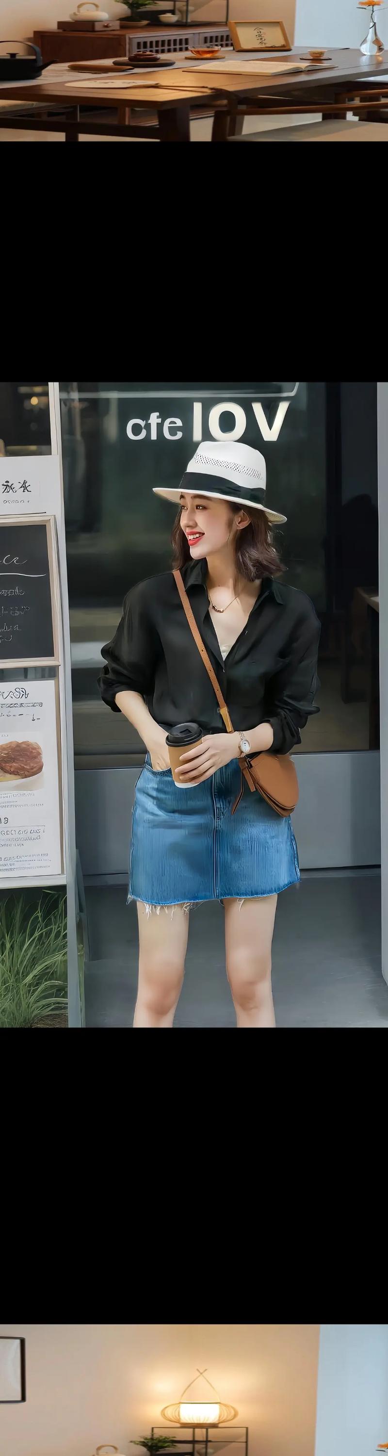 女生穿黑色衬衣怎么搭配什么裤子好看图片欣赏