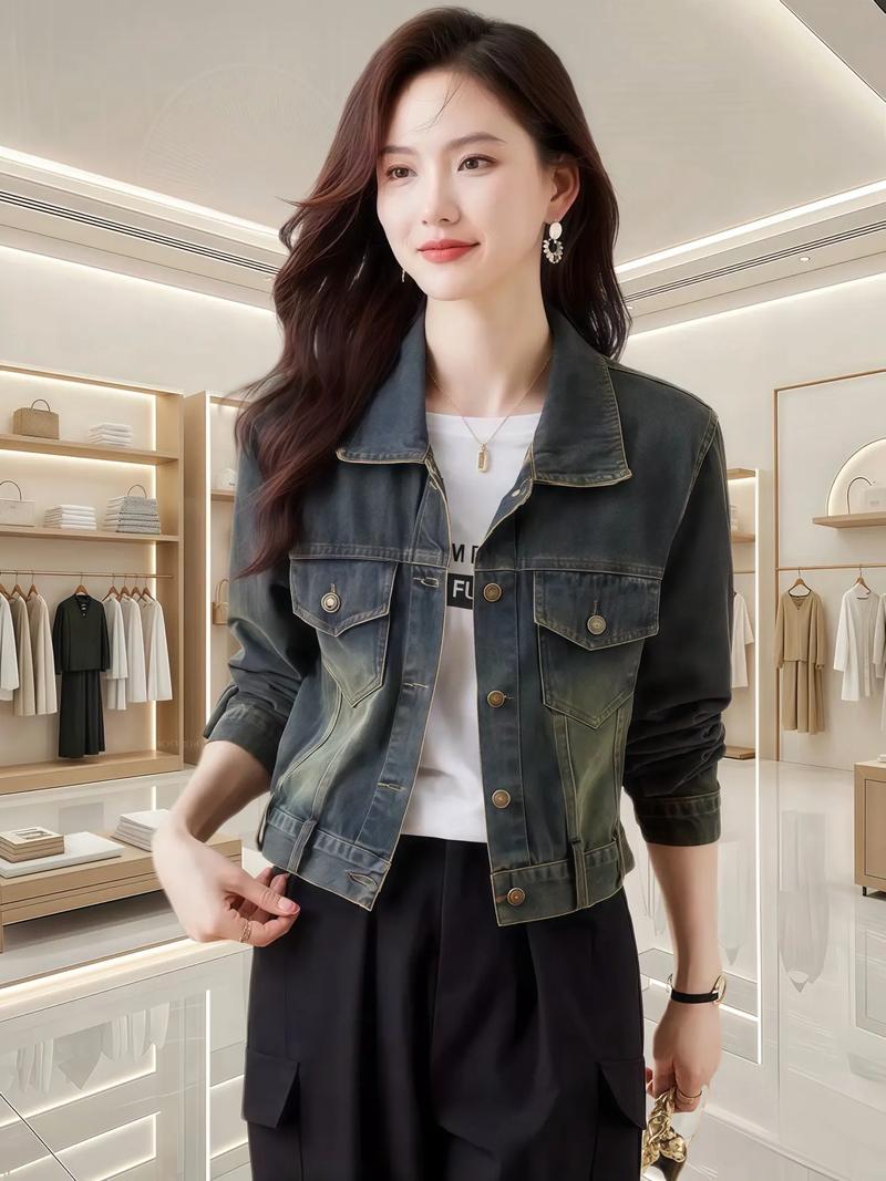 女装牛仔短款上衣外套怎么搭配什么裤子好看图片欣赏