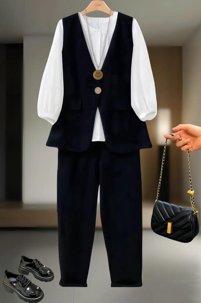 马甲套装怎么搭配衣服图片欣赏