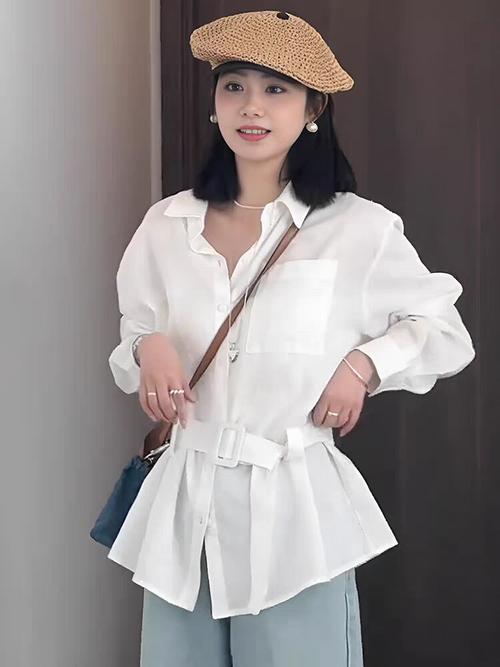 白色收腰衬衫怎么搭配图片大全