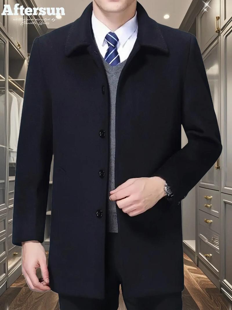 男式呢子大衣中长款外套怎么搭配
