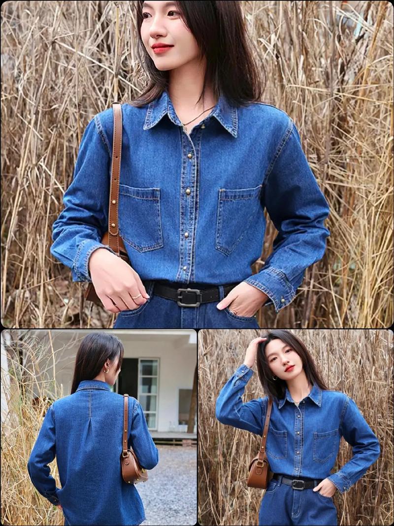蓝色牛仔服怎么搭配图片
