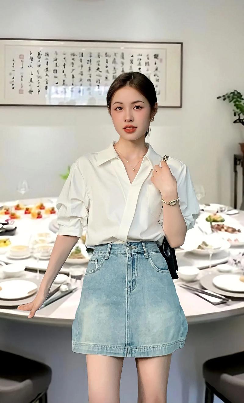 高腰牛仔裙怎么搭配上衣