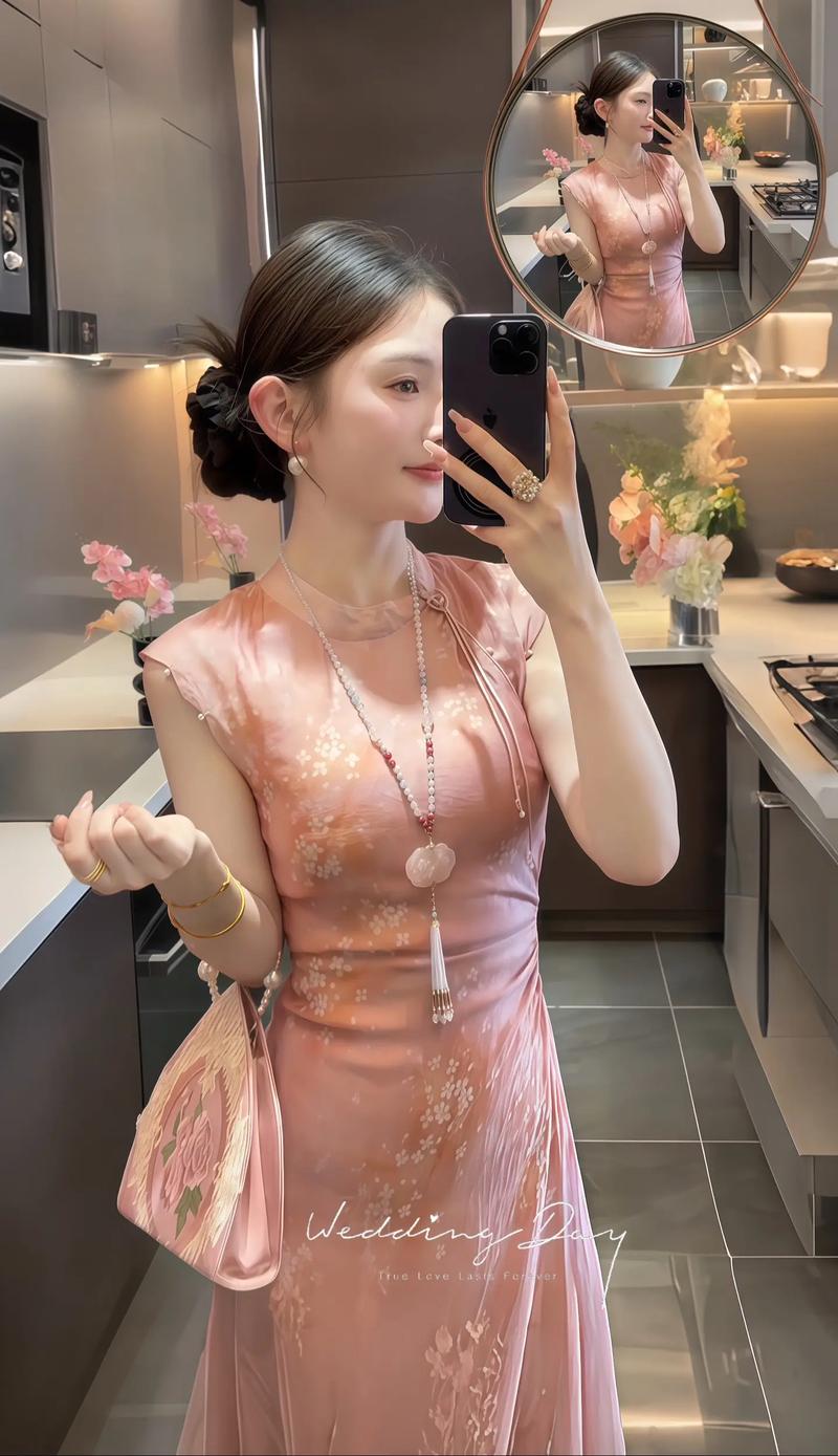 肉粉色连衣裙怎么搭配