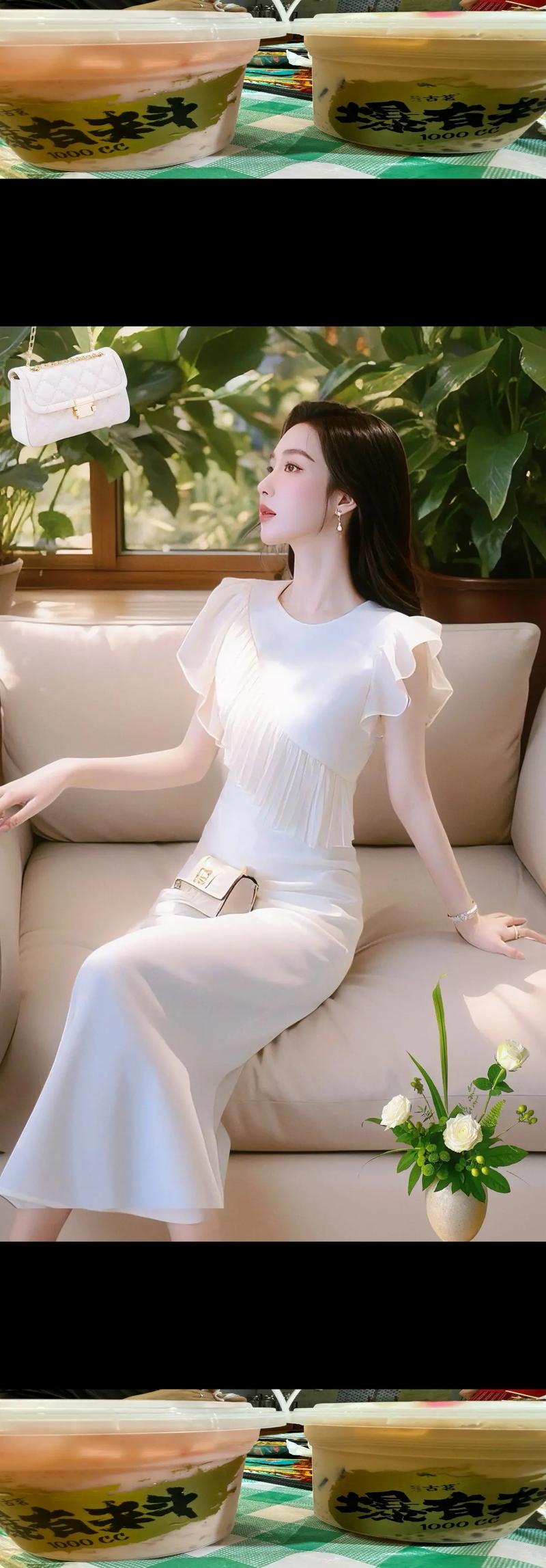 白色蓬蓬长裙怎么搭配