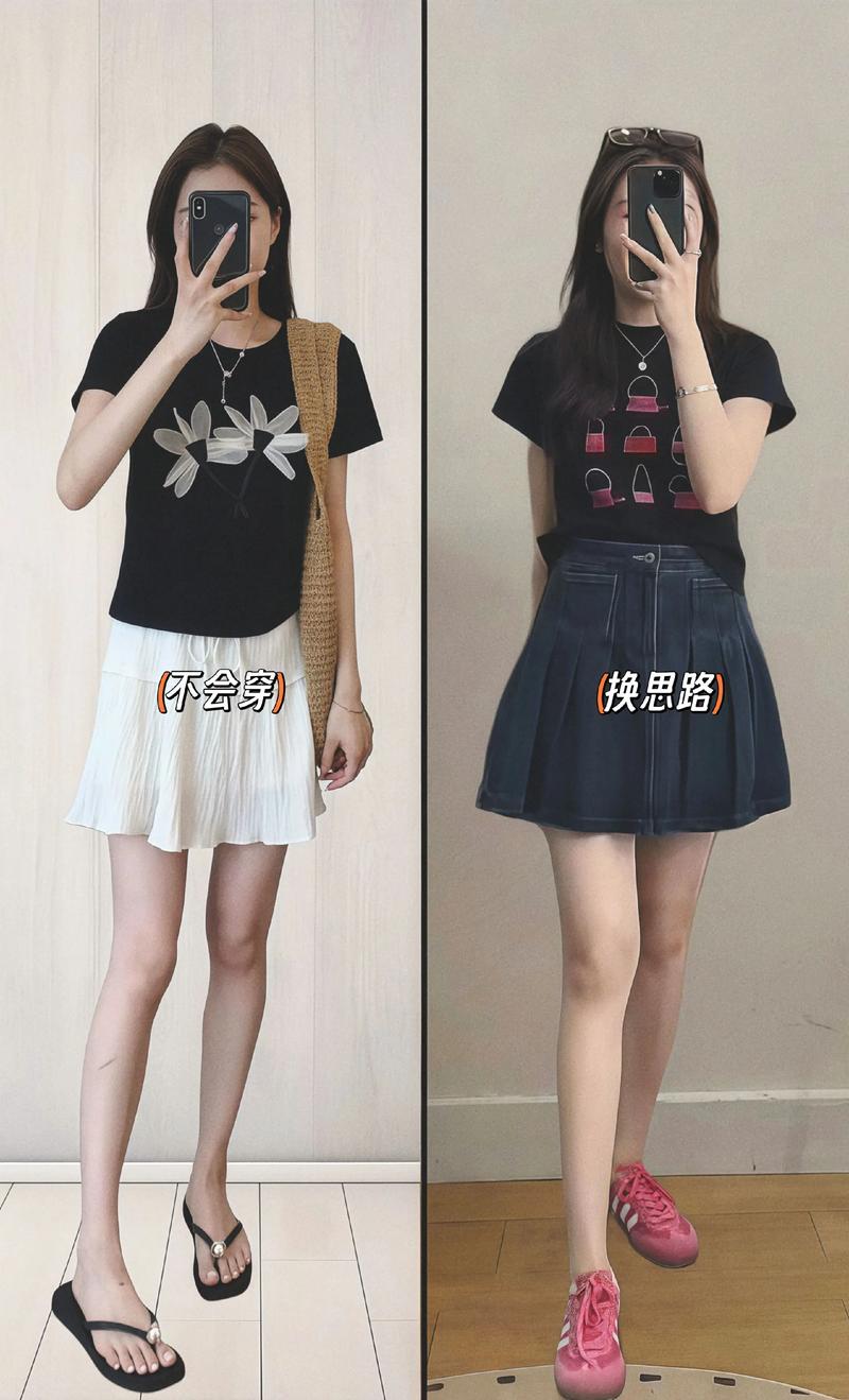 牛仔印花半身裙怎么搭配上衣