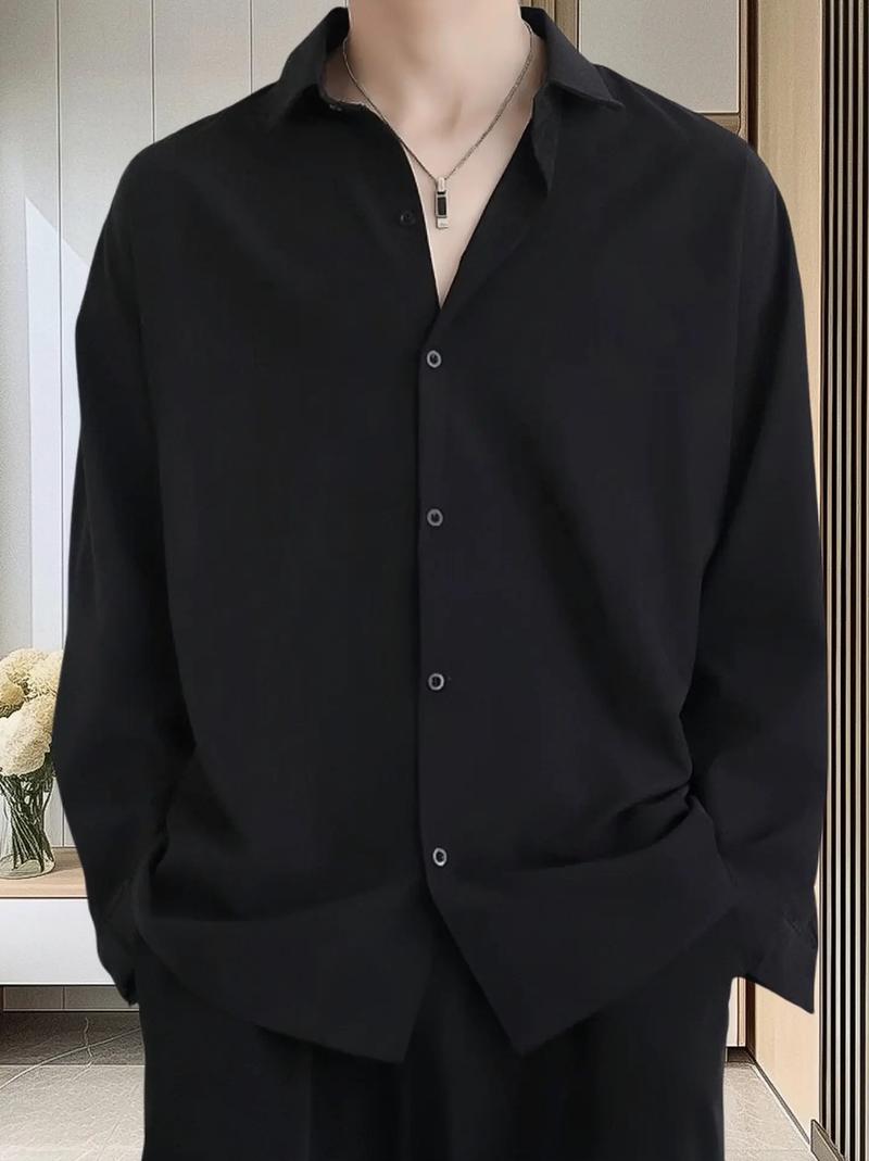黑色休闲衬衣怎么搭配男