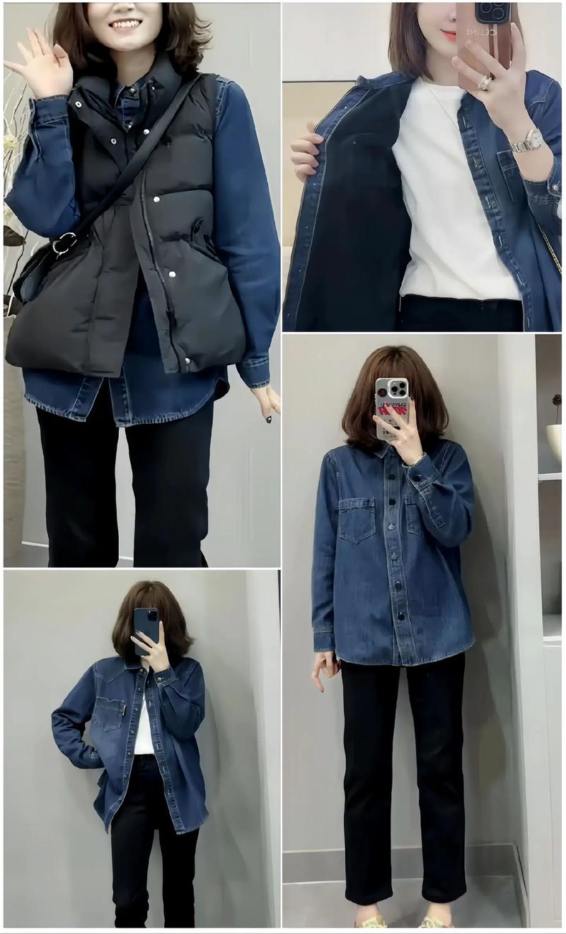 牛仔衬衫冬天怎么搭配图片