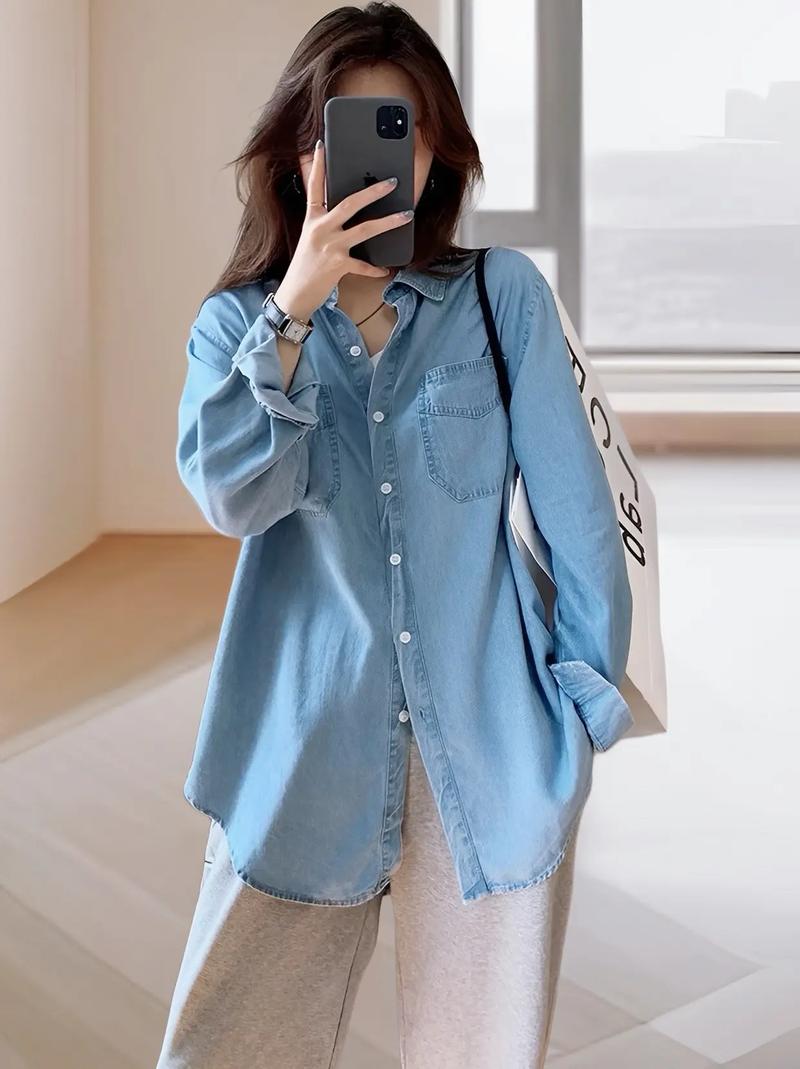 牛仔长款衬衫怎么搭配
