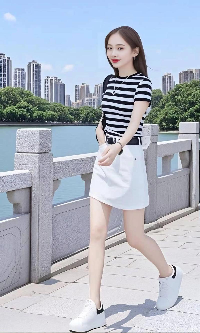 横条纹体恤怎么搭配