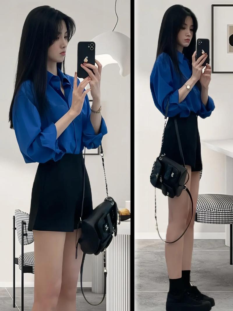 黑色蓝色衬衫怎么搭配