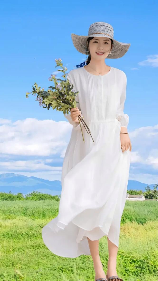 棉麻长袖长裙怎么搭配
