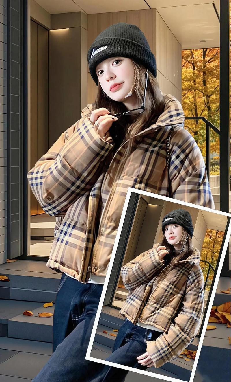 格子羽绒服怎么搭配图片