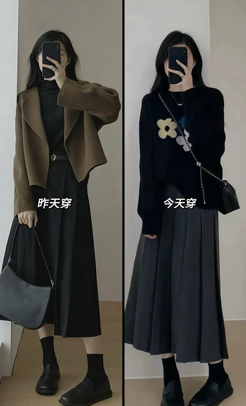 冬款黑色长裙怎么搭配外套好看图片大全