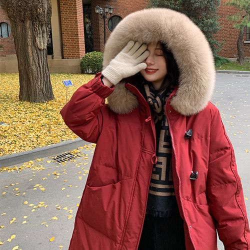 韩版棉袄红色下面怎么搭配什么裤子好看图片
