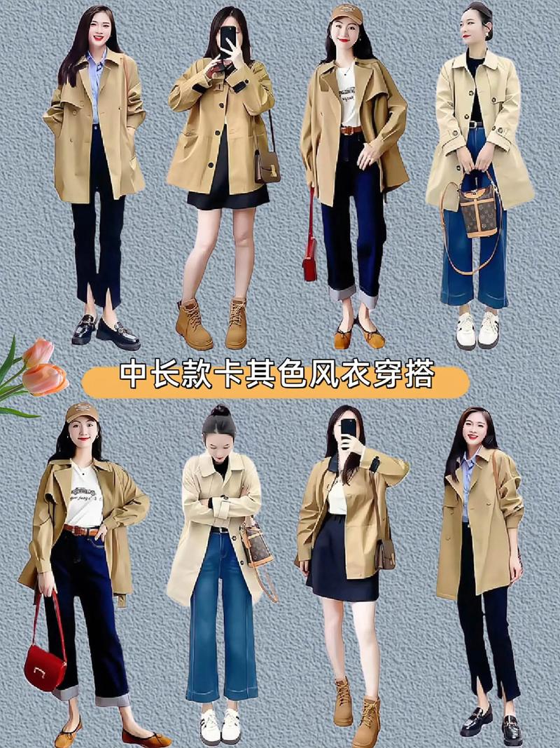 卡其色长款呢子大衣怎么搭配图片