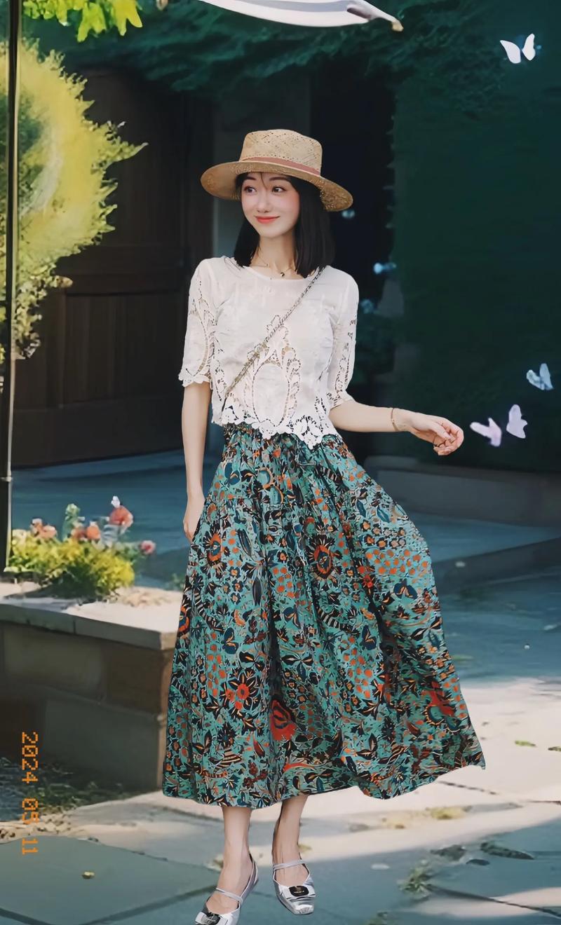 花长裙怎么搭配上衣图片