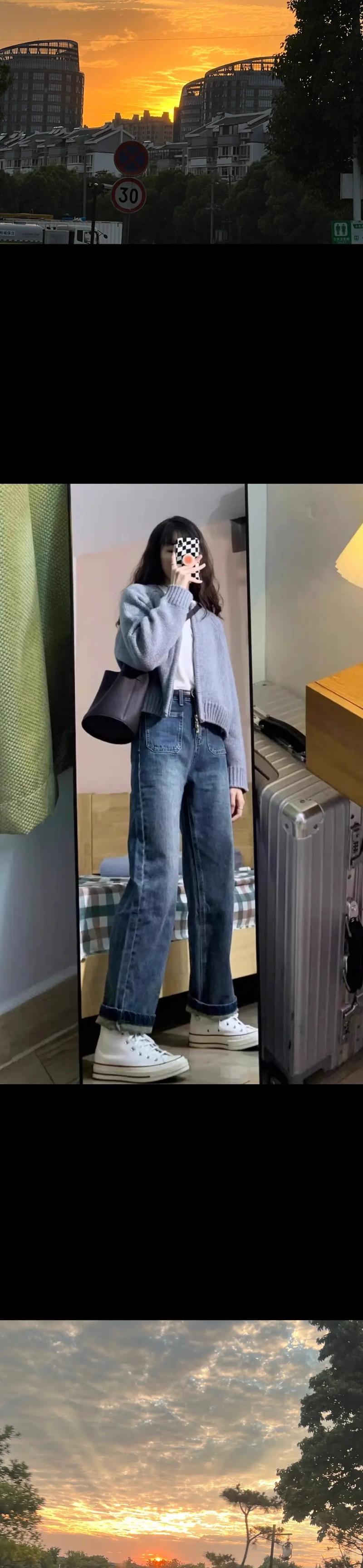 开衫高腰毛衣怎么搭配图片