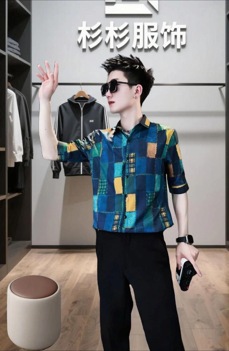 短格子上衣怎么搭配图片男