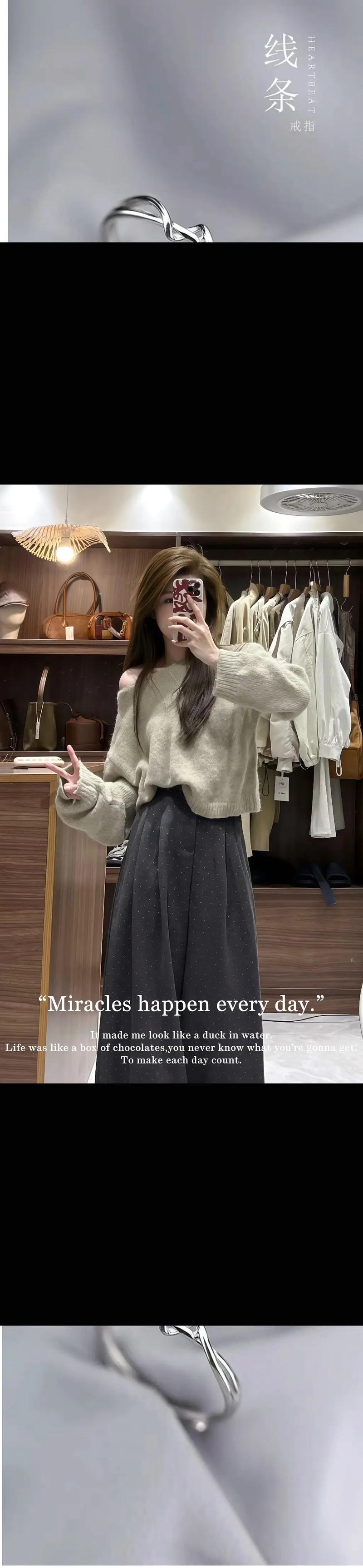 冬天长款米色毛衣怎么搭配图片