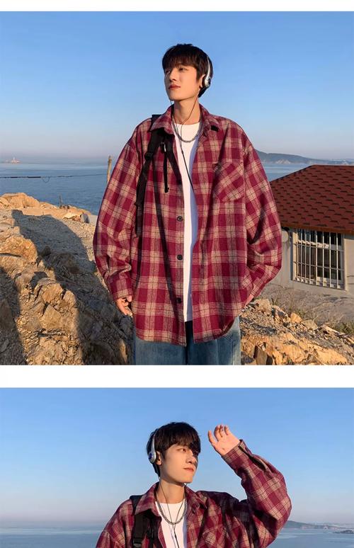 男版宽松格子衬衫怎么搭配图片
