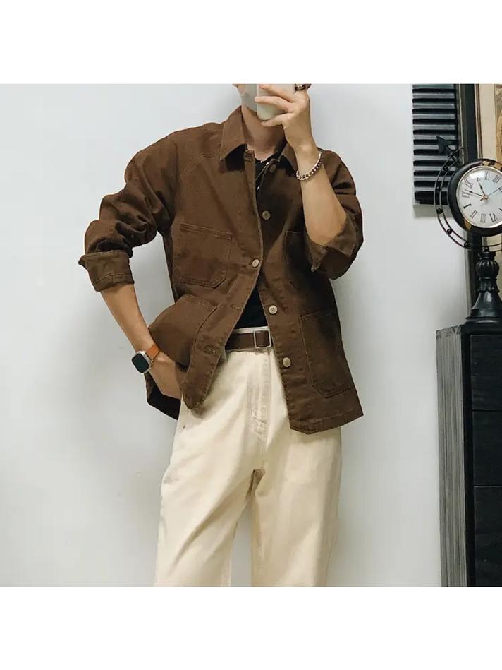 咖啡色男士外套怎么搭配裤子