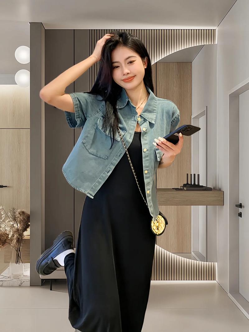 宽松短款短袖怎么搭配什么外套