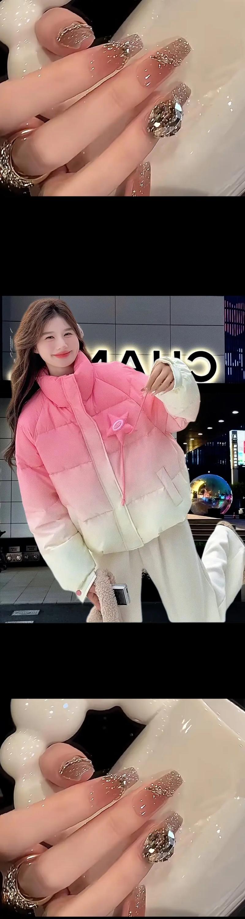 粉色棉服短款怎么搭配什么裤子好看