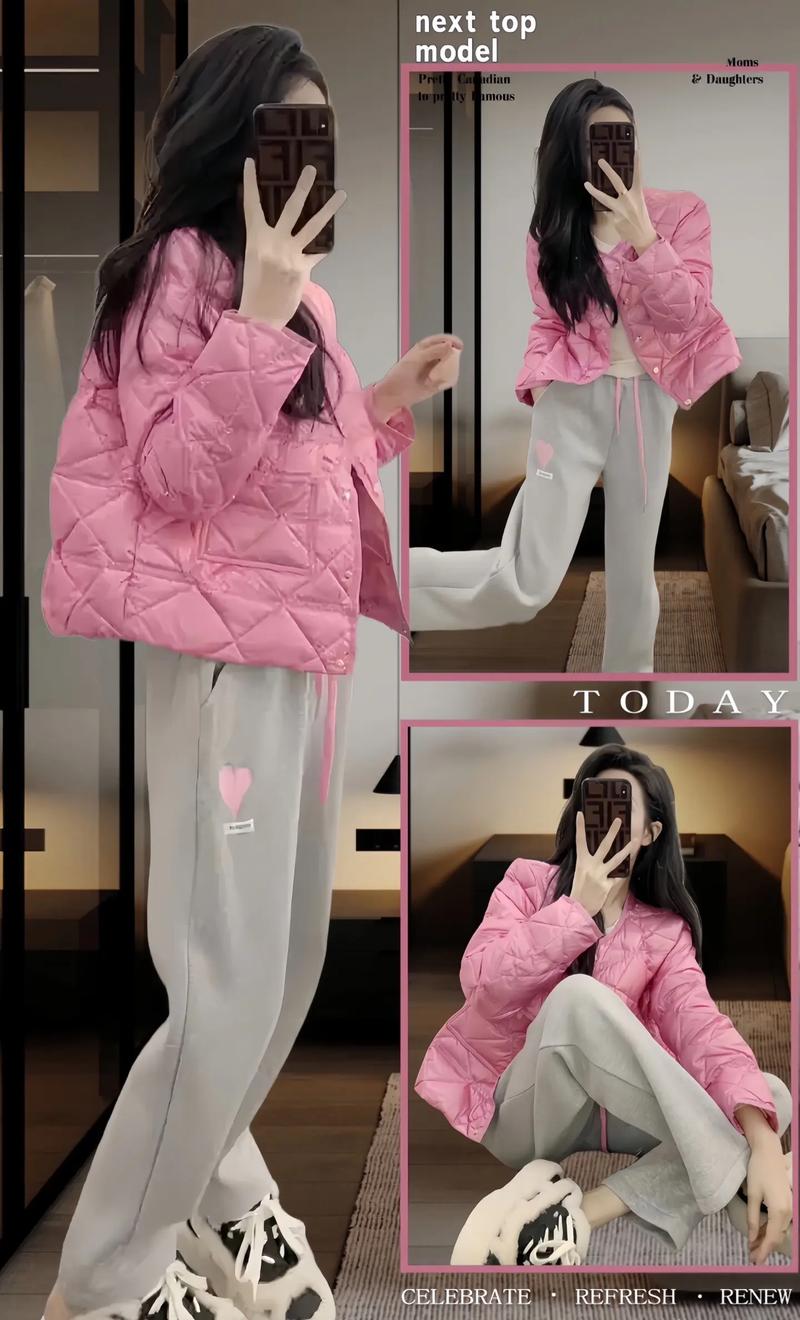 粉色棉服短款怎么搭配