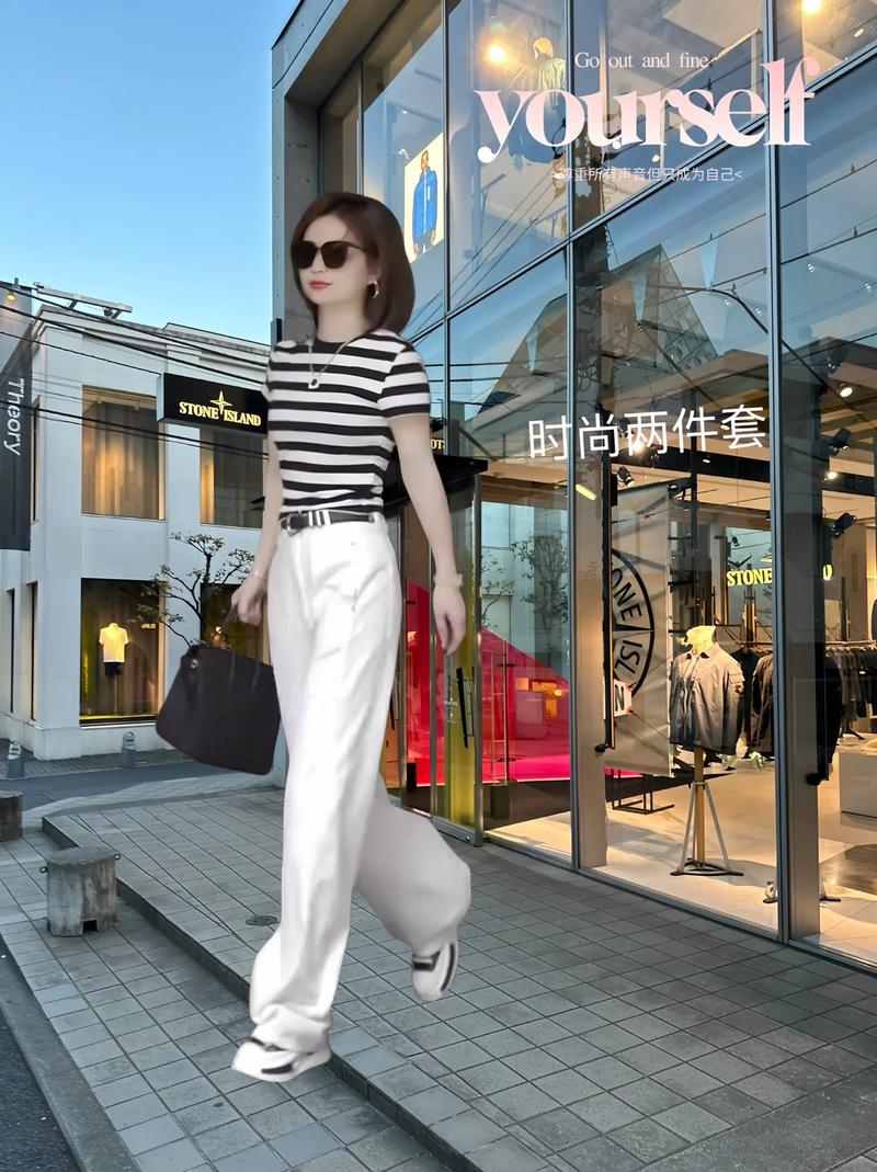 白条纹上衣怎么搭配图片欣赏
