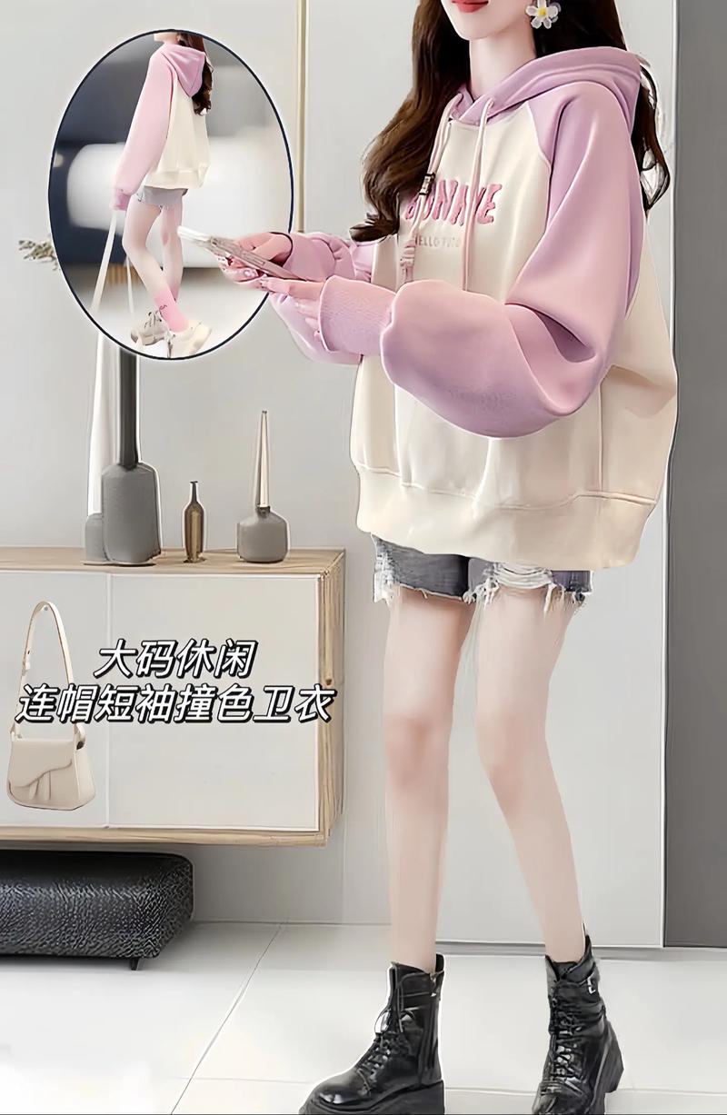 卫衣牛仔短裤怎么搭配图片女