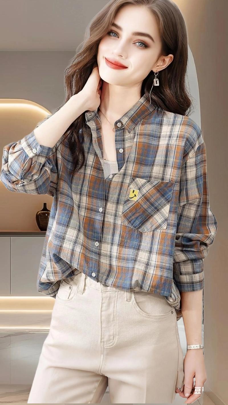 格子衬衫女怎么搭配图片欣赏