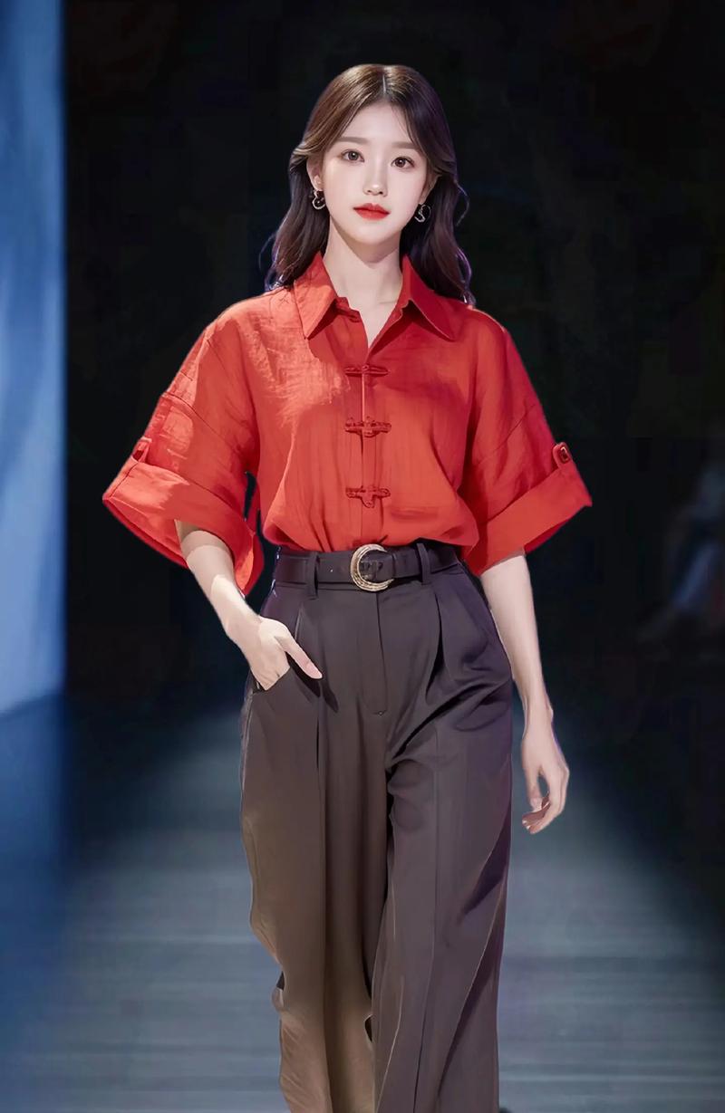 穿红色裤子怎么搭配衣服图片