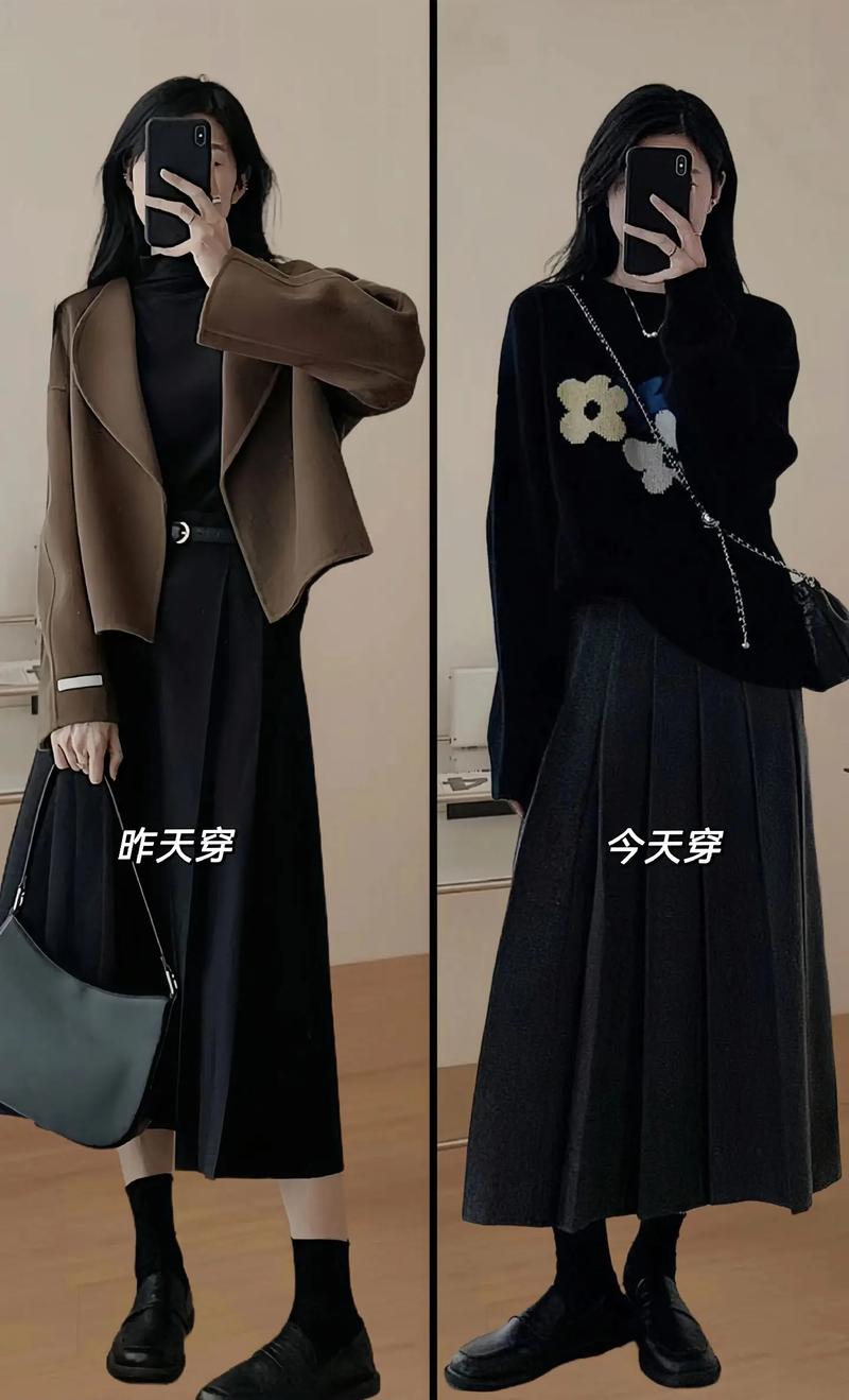 黑毛衣怎么搭配花