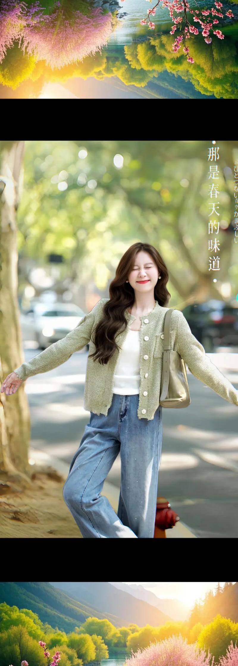 草绿色开衫怎么搭配