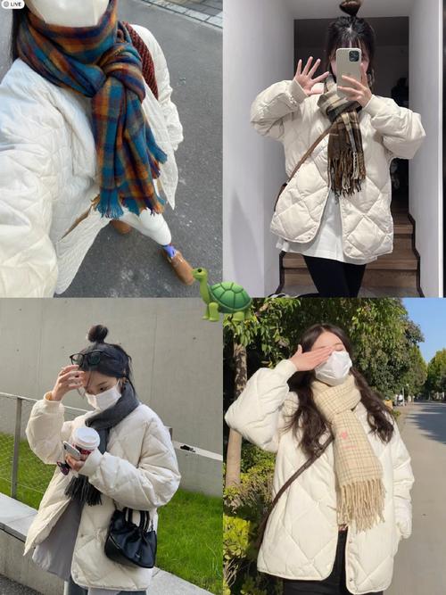 白色棉衣怎么搭配围巾