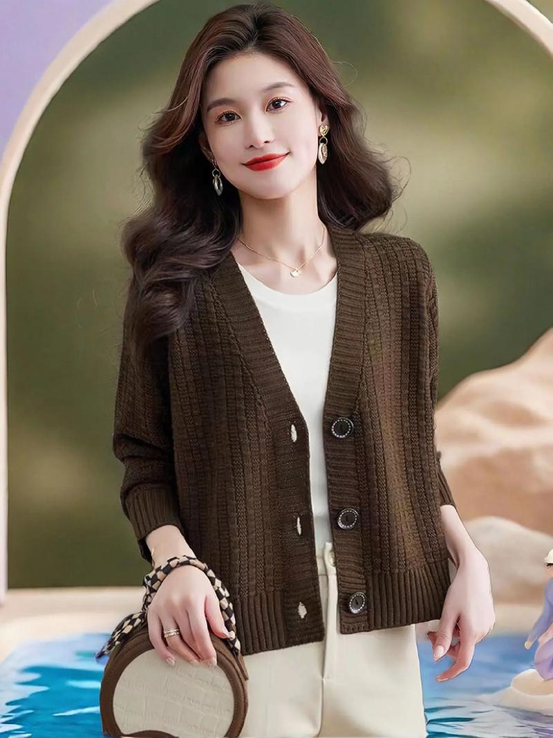 女款中长针织外套怎么搭配图片