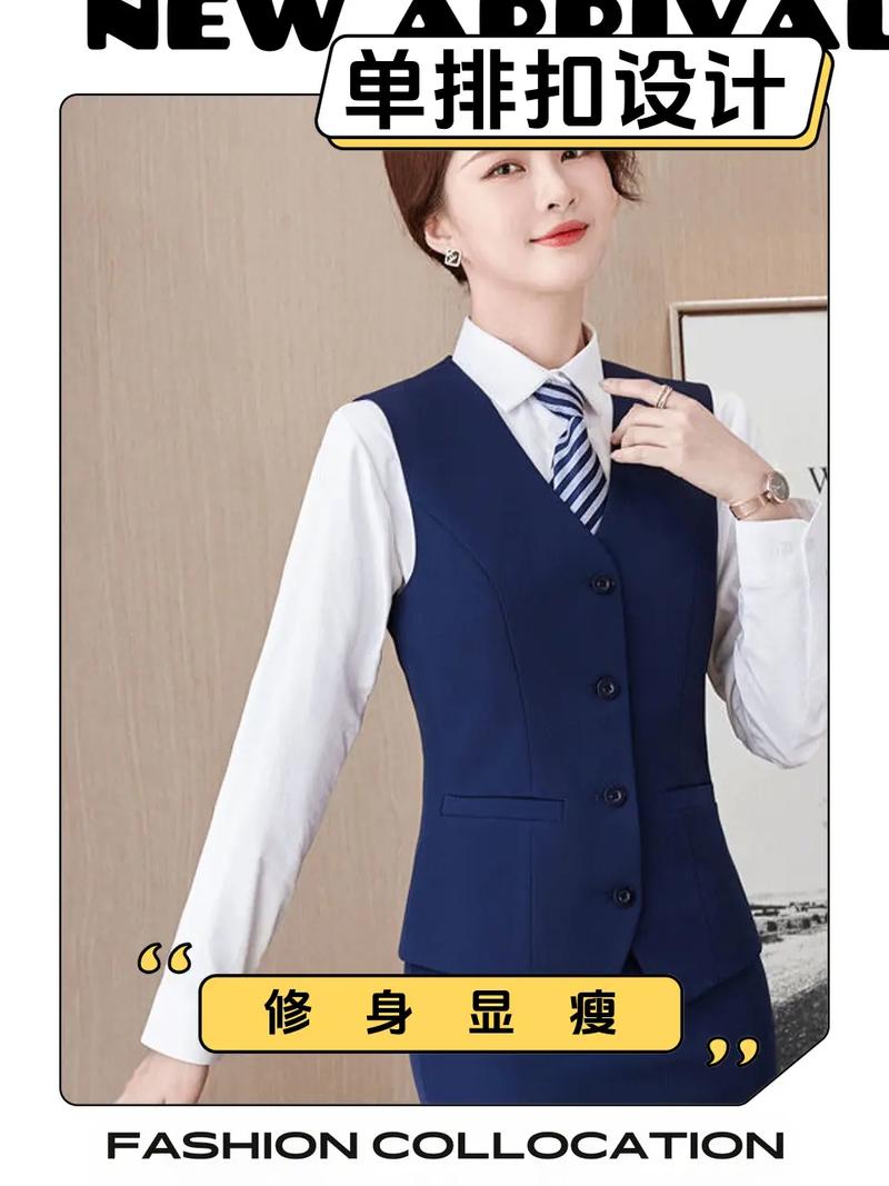 蓝色中长马甲怎么搭配图片