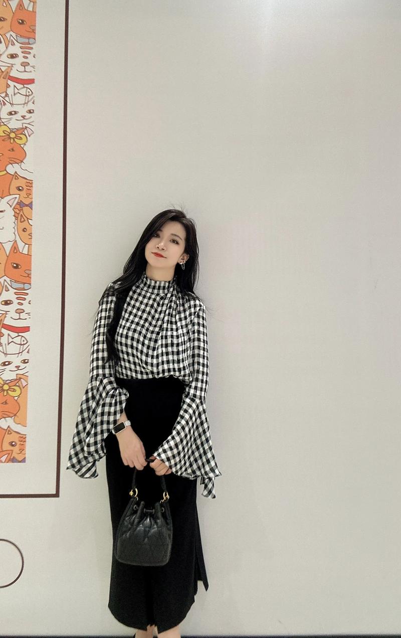 黑白格子上衣怎么搭配图片大全