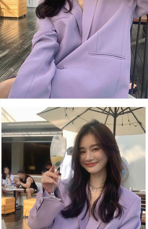 紫色韩版西装外套怎么搭配