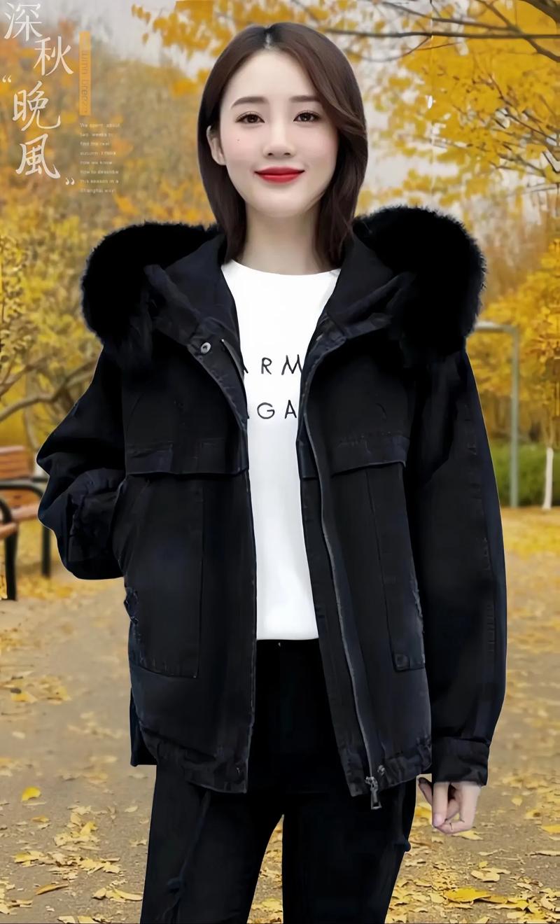 毛领牛仔长款棉衣怎么搭配