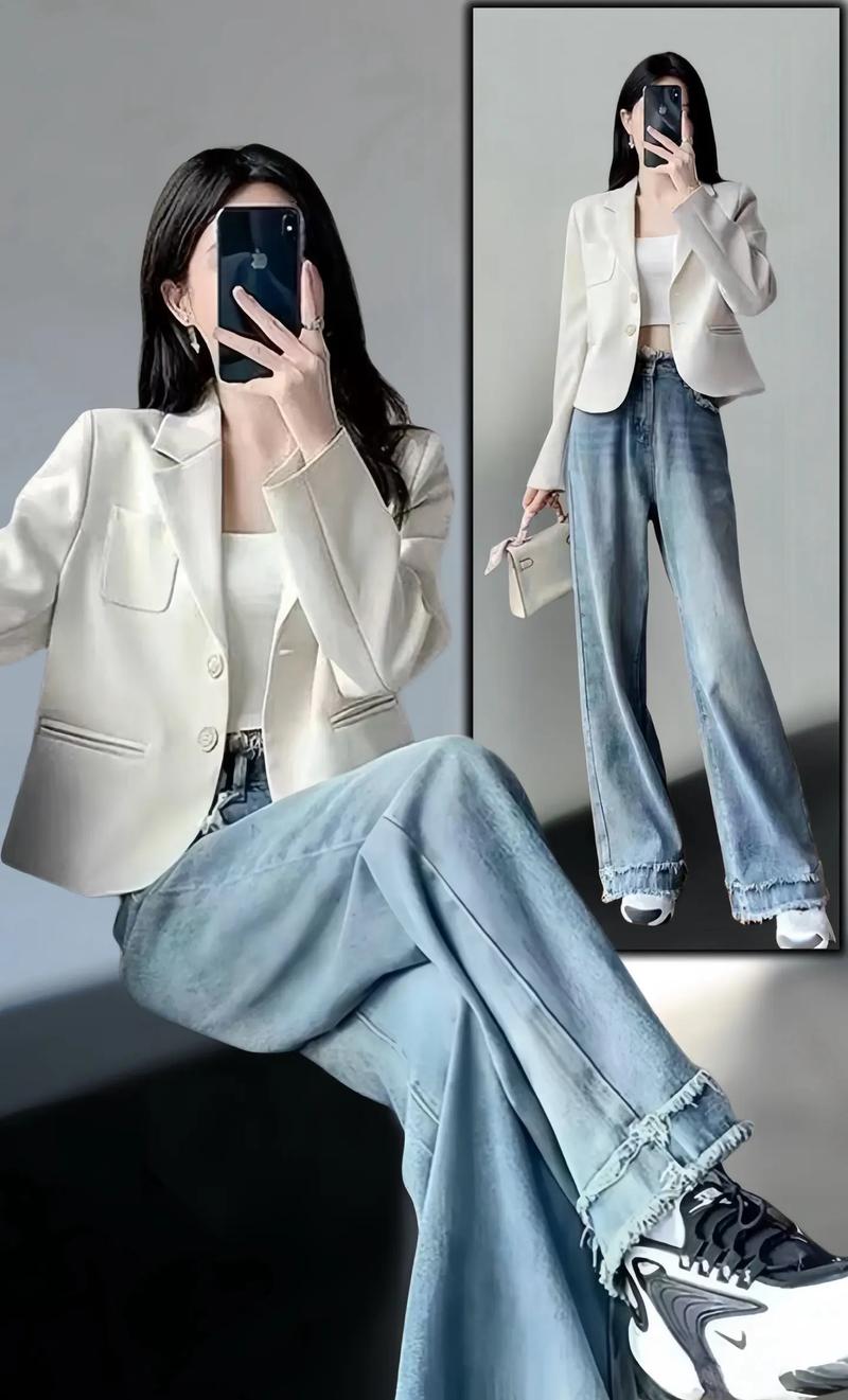 白色短款小西装怎么搭配
