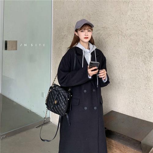 中长款黑色大衣带腰带和帽子的怎么搭配好看