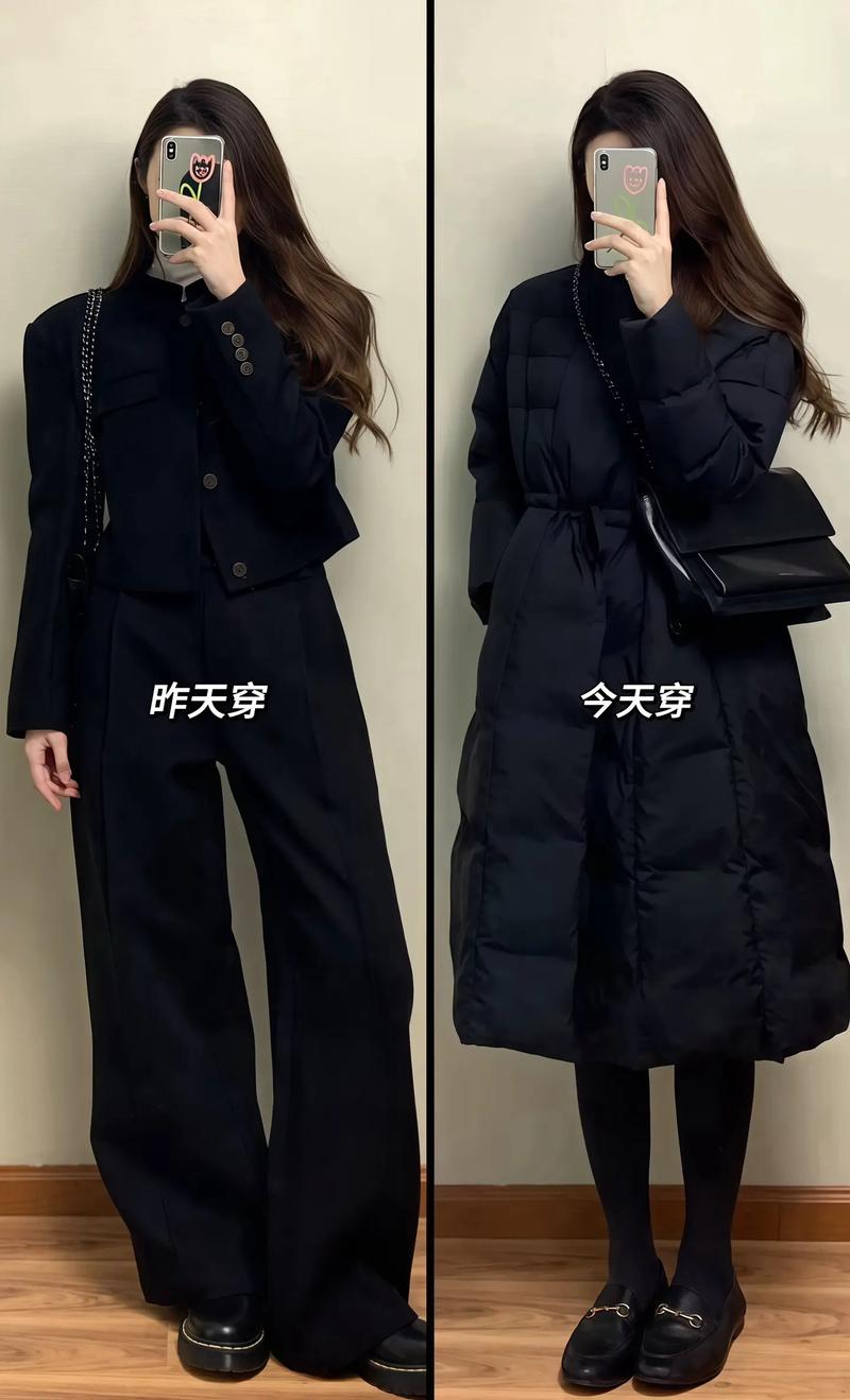 黑色短裙冬季怎么搭配长棉袄