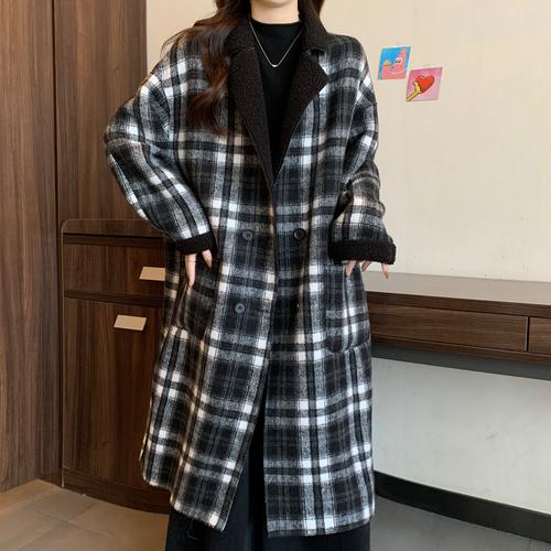 中长款呢子格子外套怎么搭配图片女