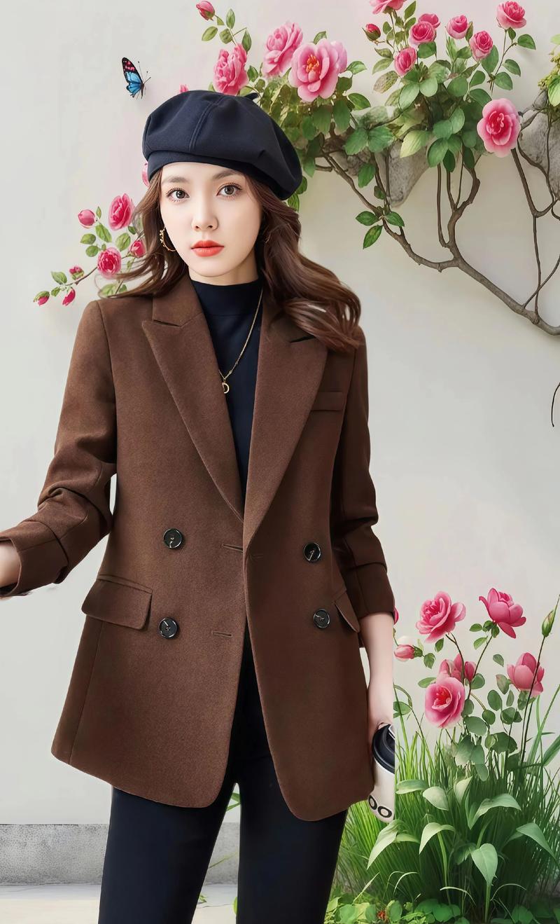 女西装呢子大衣怎么搭配图片