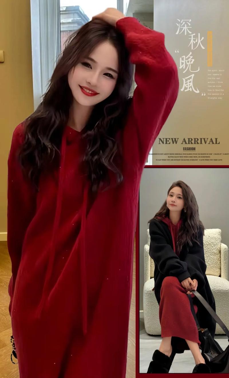 冬季打底红色连衣裙怎么搭配外套