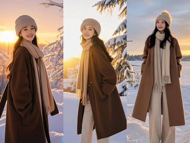 冬季女士带帽子大衣怎么搭配衣服图片