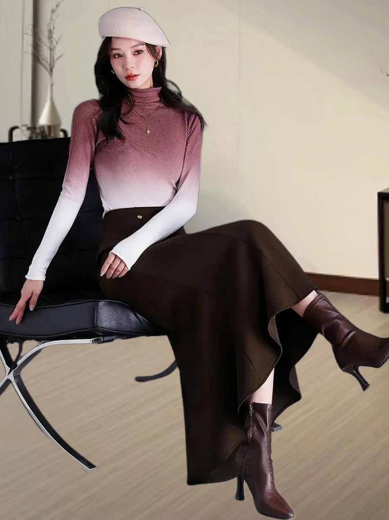 半身鱼尾裙秋冬怎么搭配