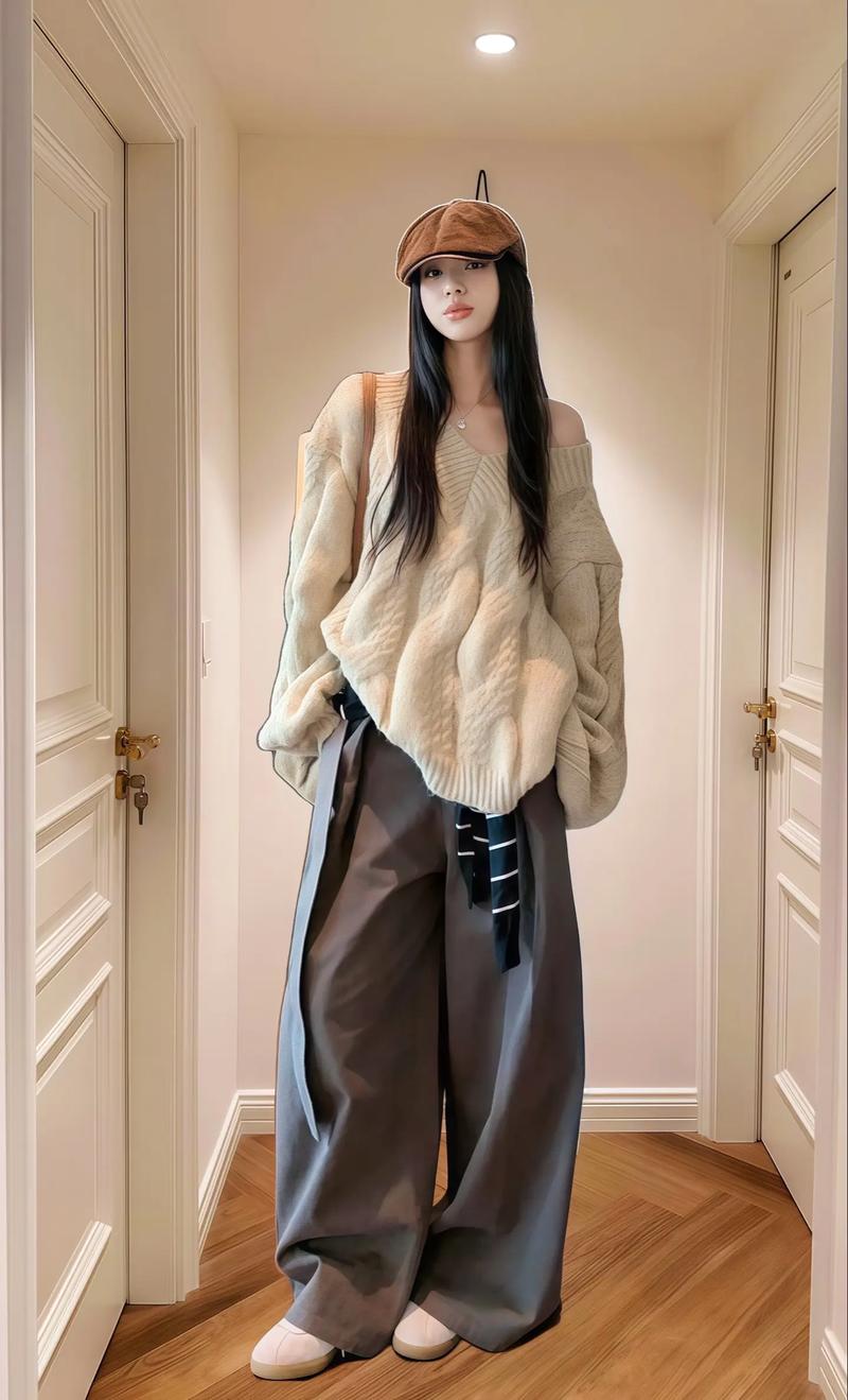 套头毛衣怎么搭配衣服好看图片
